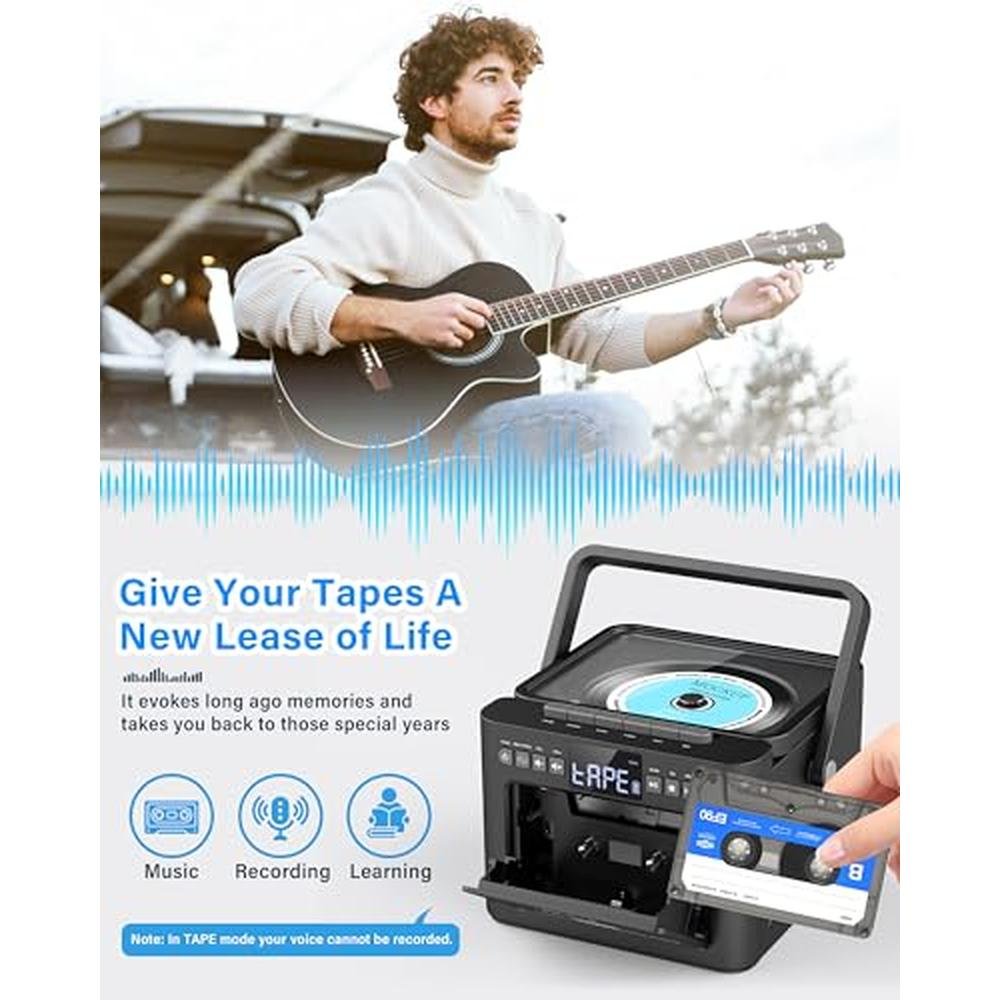 Greadio Boombox CD and Cassette Player Combo – Side View