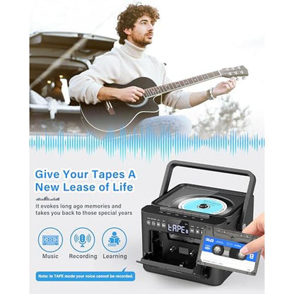 Greadio Boombox CD and Cassette Player Combo – Side View