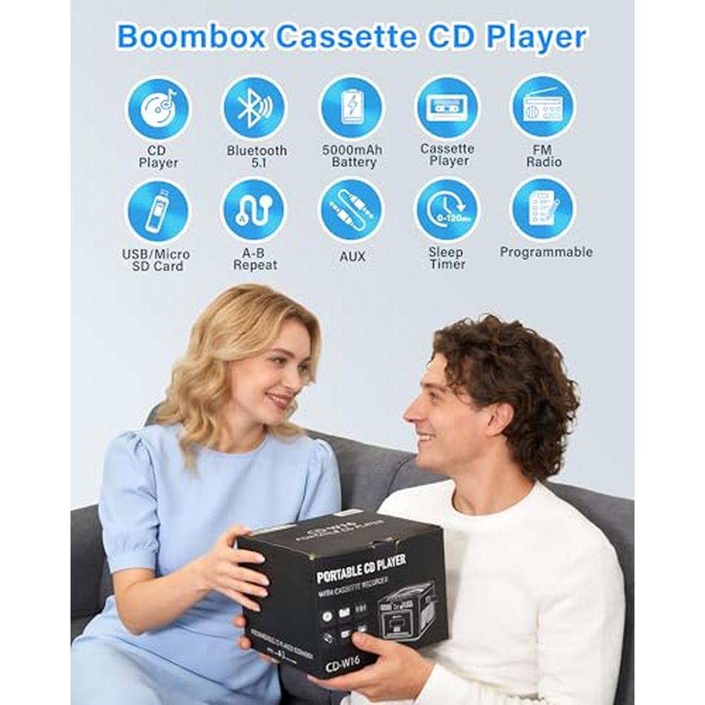 Greadio Boombox CD and Cassette Player Combo – Packaging