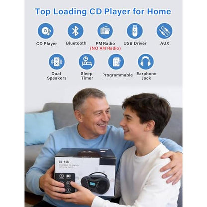 Greadio Boombox Portable CD Players for Home with Bluetooth – Side View