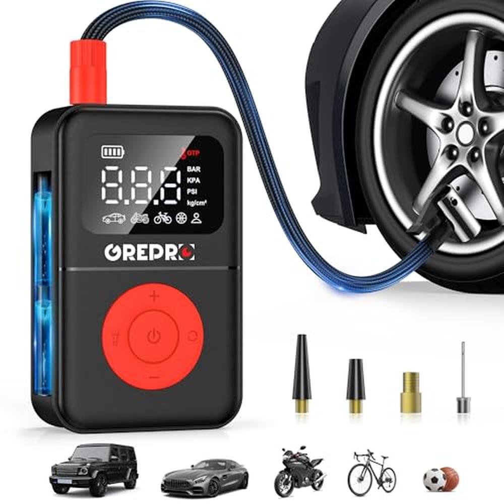 Portable Air Compressor: GREPRO Tire Inflator 160 PSI – Front View