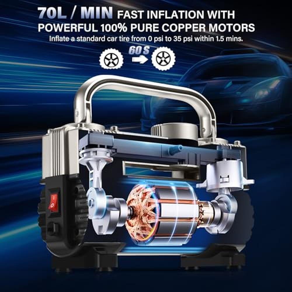 Car Air Compressor: GSPSCN 6X Faster Inflation Tire – Close-up Detail
