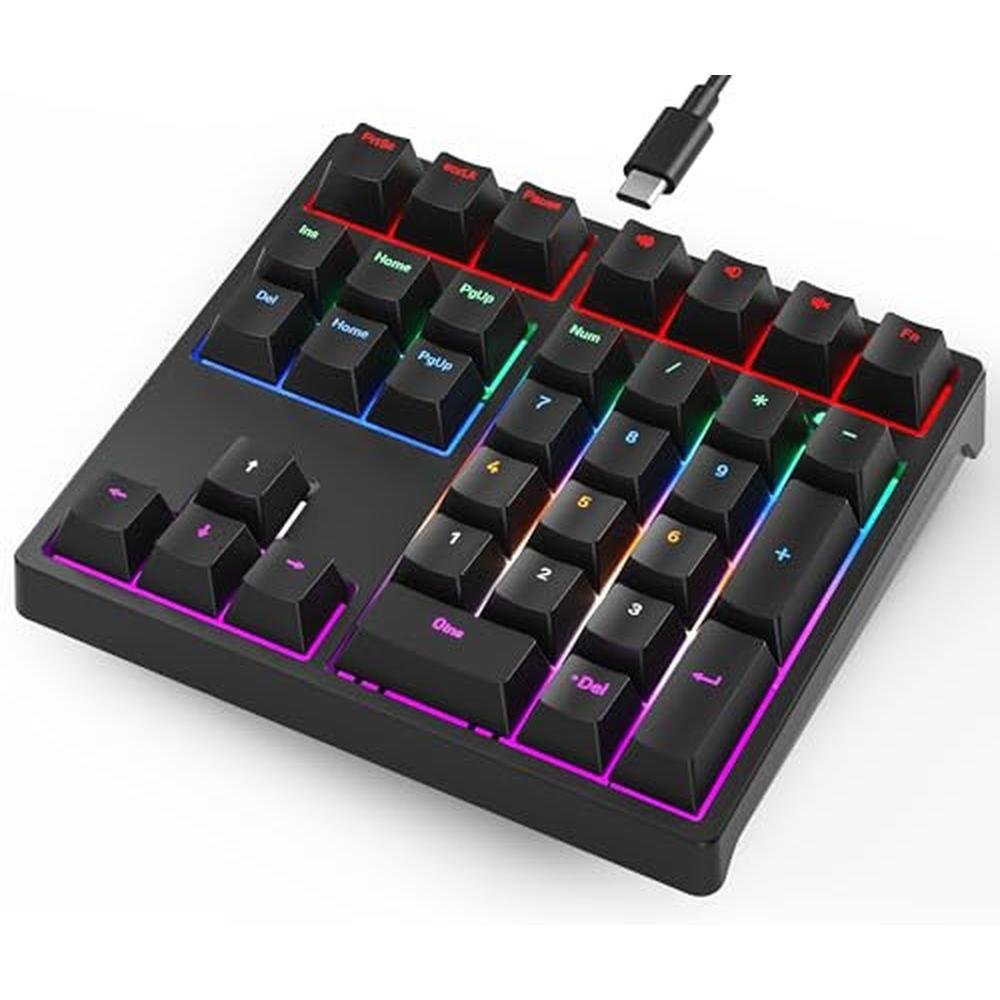 Gurjot Number Pad: Mechanical USB Wired Numeric Keypad with – Front View