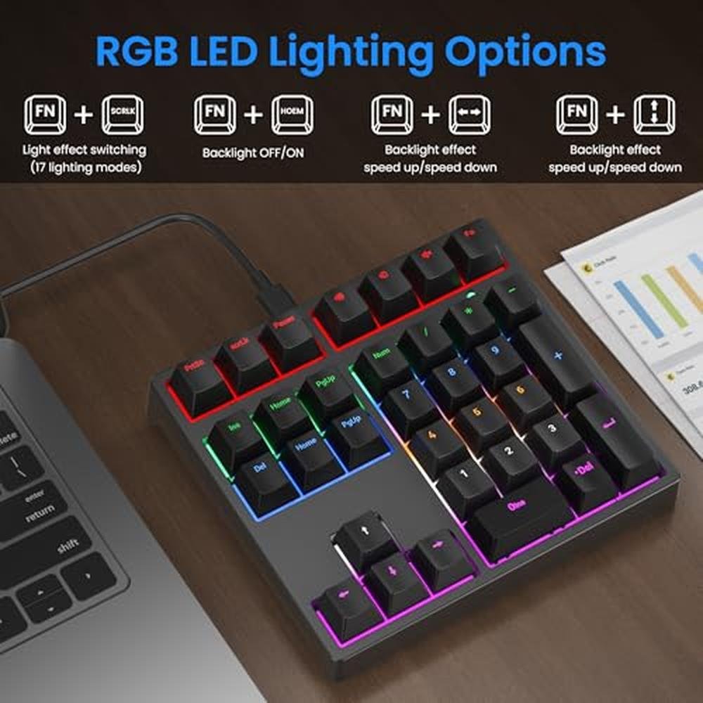 Gurjot Number Pad: Mechanical USB Wired Numeric Keypad with – Close-up Detail