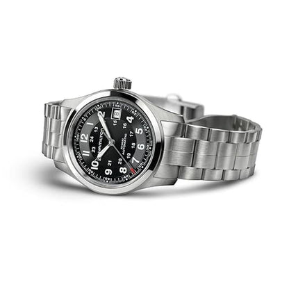 Men Watch: Hamilton Khaki Field Automatic 38mm Stainless – Side View