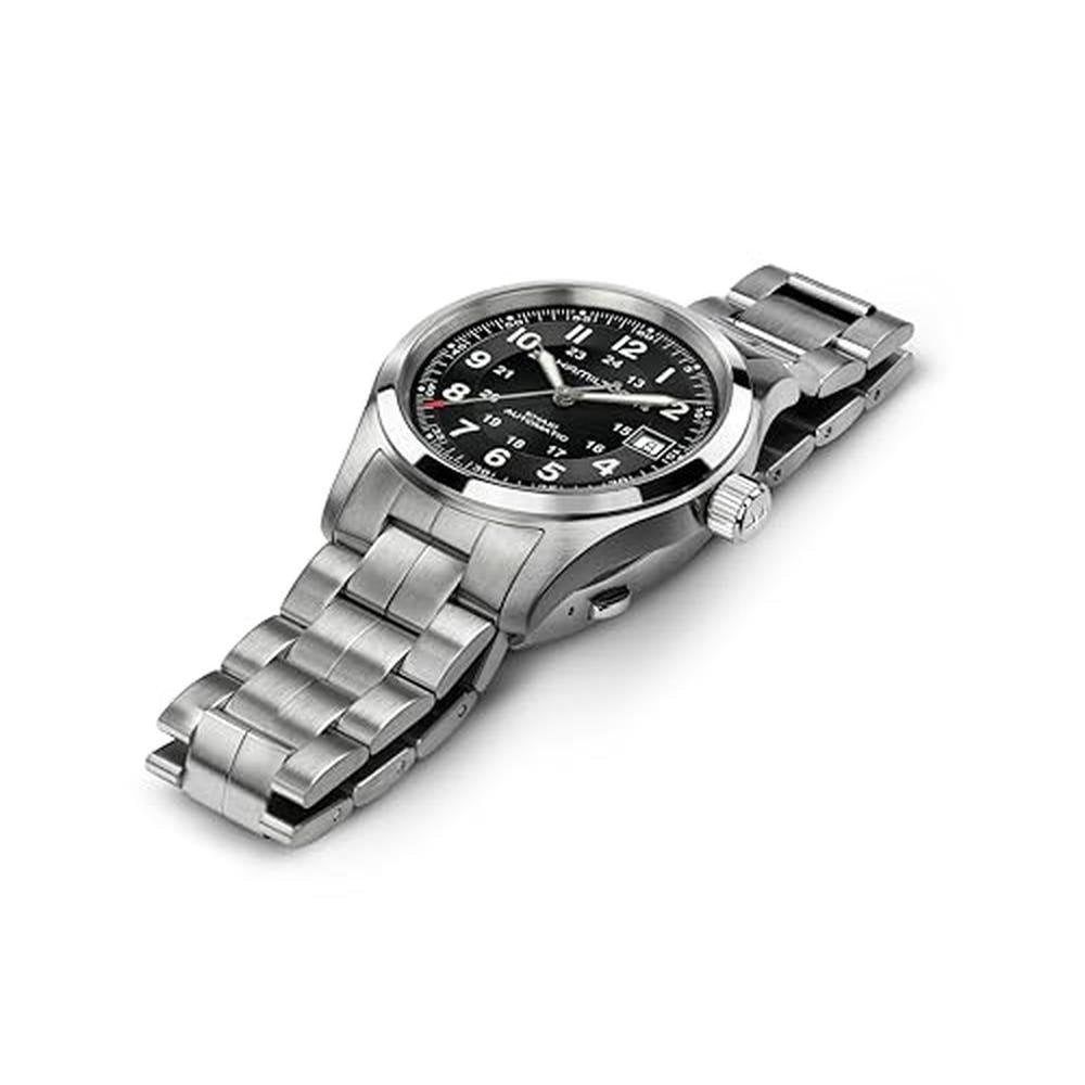 Men Watch: Hamilton Khaki Field Automatic 38mm Stainless – Close-up Detail