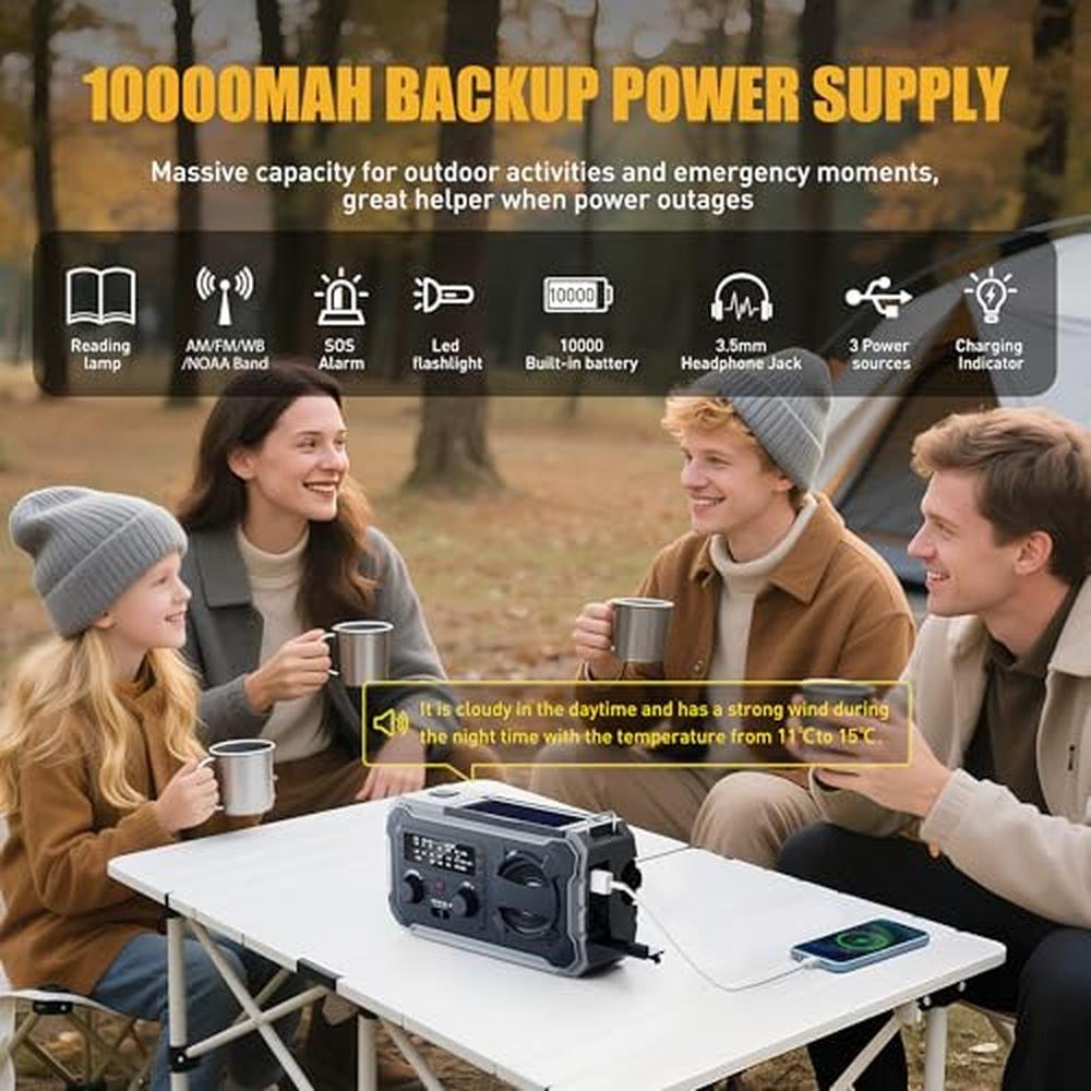 Radio Handheld: Pristar Hand Crank Emergency Radio 10000mAh – Side View
