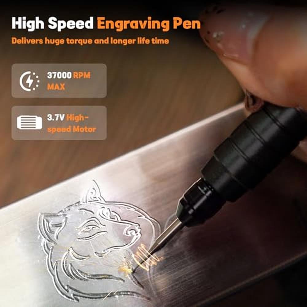 Engraving Pen: HARDELL Cordless Engraving Tool with 37000RPM – Side View