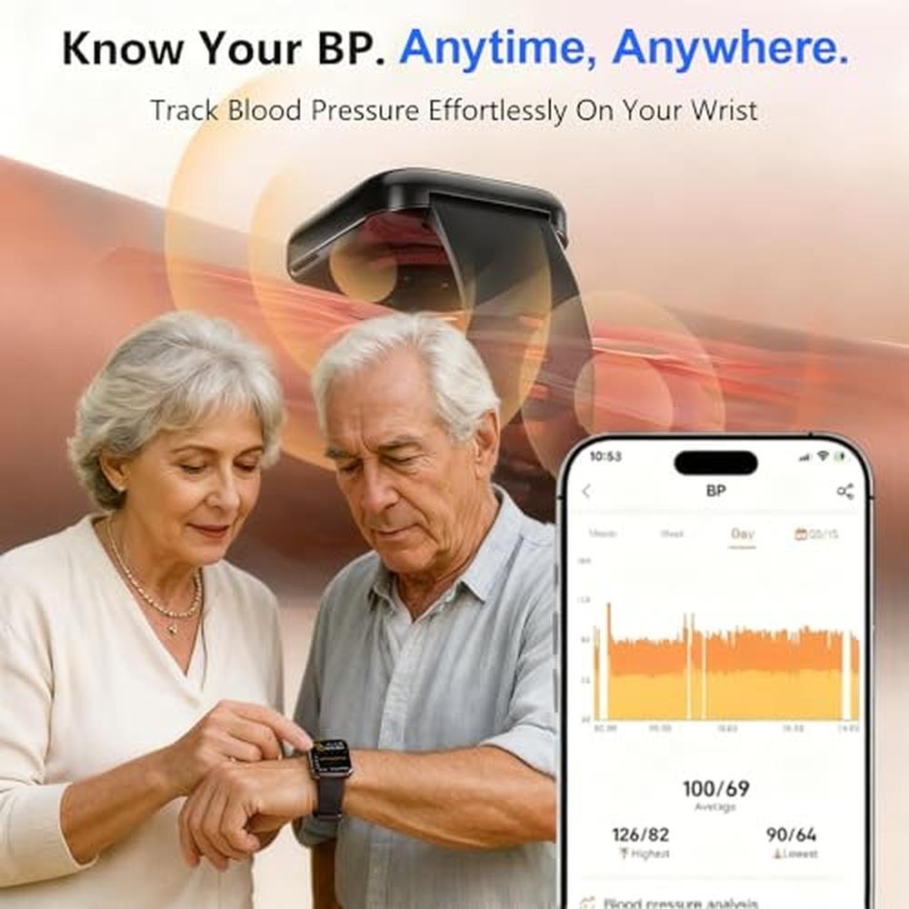 Watch Blood Pressure: Health Smart Watch for Men Women 1.87 – Side View