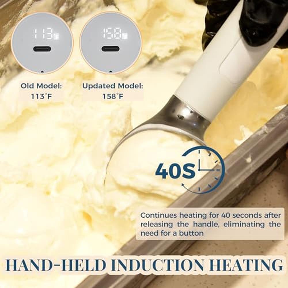 Heated Ice Cream Scoop: Rechargeable Electric Warming Ice – Side View