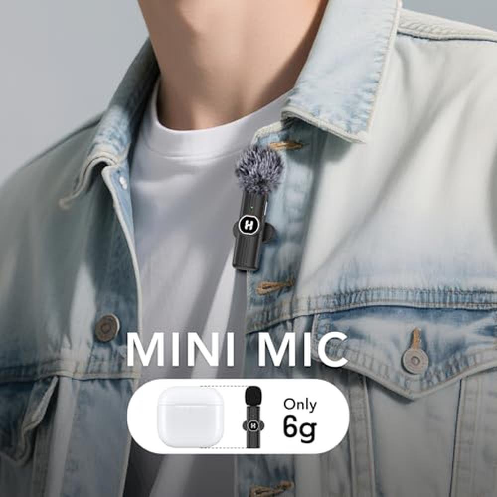 Mic Recording: Hehottc 3-in-1 Mini Wireless Lavalier – Side View