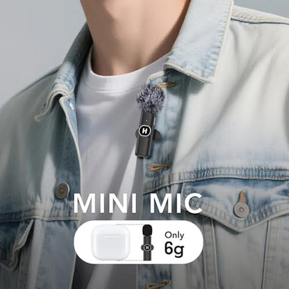 Mic Recording: Hehottc 3-in-1 Mini Wireless Lavalier – Side View