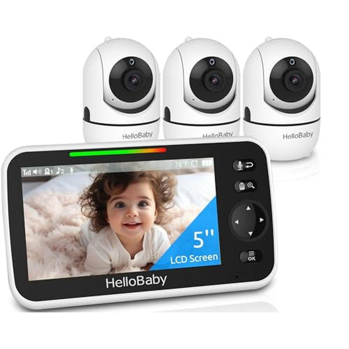 Baby Monitor: HelloBaby HB6550 5 Inch Screen with 3 Cameras – Front View