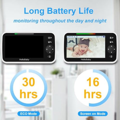 Baby Monitor: HelloBaby HB6550 5 Inch Screen with 3 Cameras – Close-up Detail