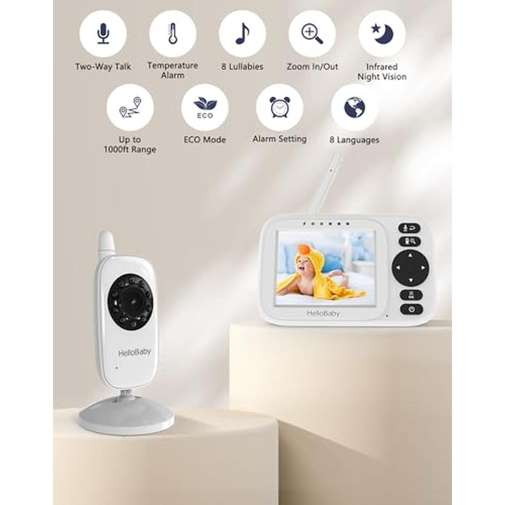Baby Monitor: HelloBaby HB2438plus Video Baby Monitor with – Side View