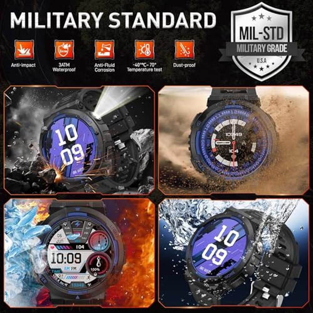 HeraQuen Military Smart Watch – Side View