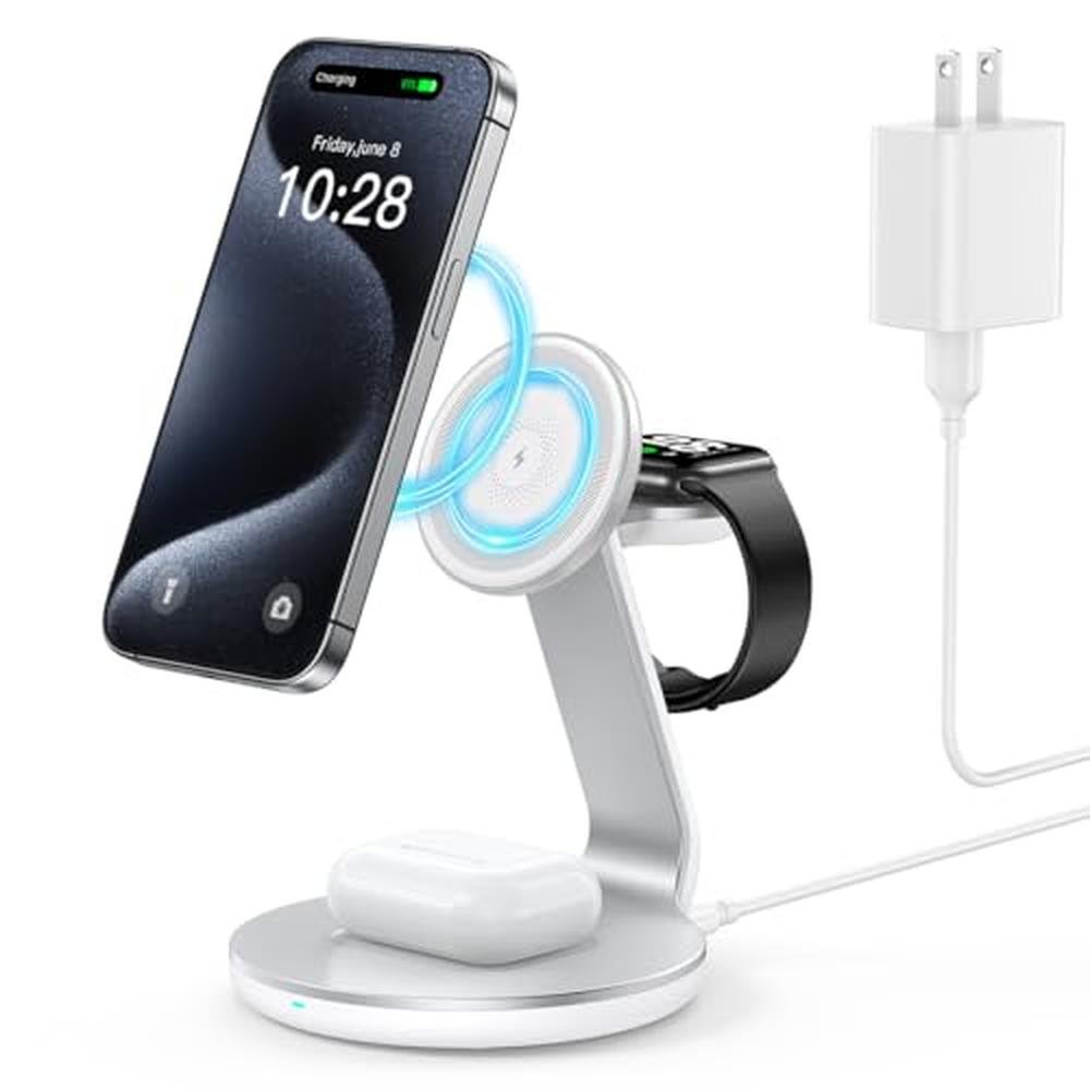 HERRBOL 3 in 1 Charging Station Compatible with Magsafe – Front View