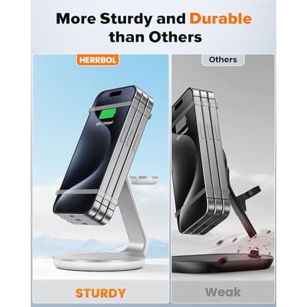 HERRBOL 3 in 1 Charging Station Compatible with Magsafe – Close-up Detail