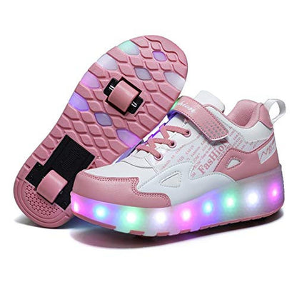 Kids Shoes with Wheels: HHSTS LED Light Color Shoes – Front View