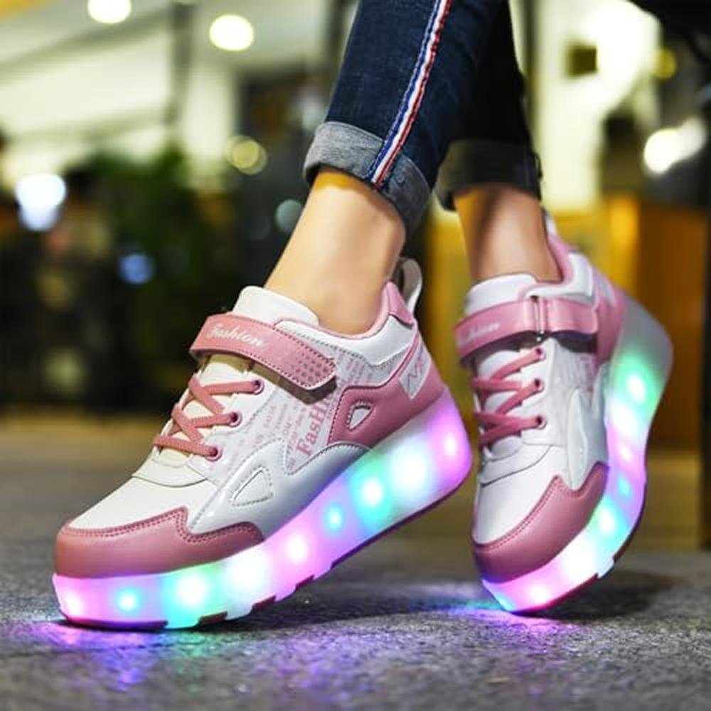 Kids Shoes with Wheels: HHSTS LED Light Color Shoes – Side View