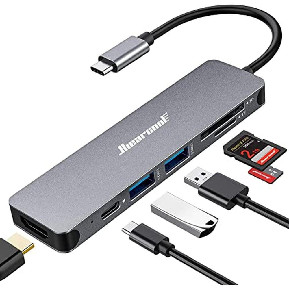 Hiearcool USB C Hub for MacBook 7-in-1 USBC Adapter with 4K – Front View