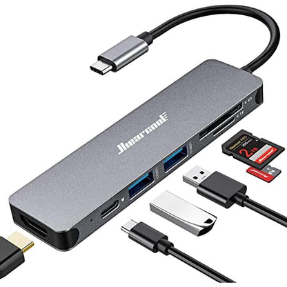 Hiearcool USB C Hub for MacBook 7-in-1 USBC Adapter with 4K – Front View