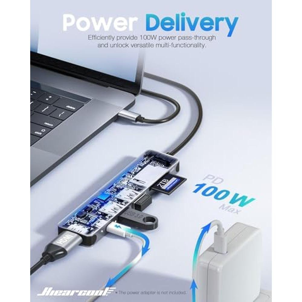 Hiearcool USB C Hub for MacBook 7-in-1 USBC Adapter with 4K – Close-up Detail