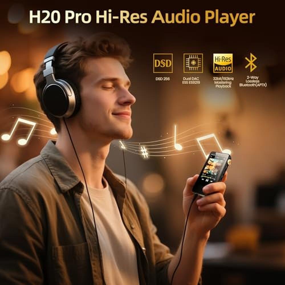 HIFI WALKER H20 Pro Hi-Res Music Player with Bluetooth – Side View
