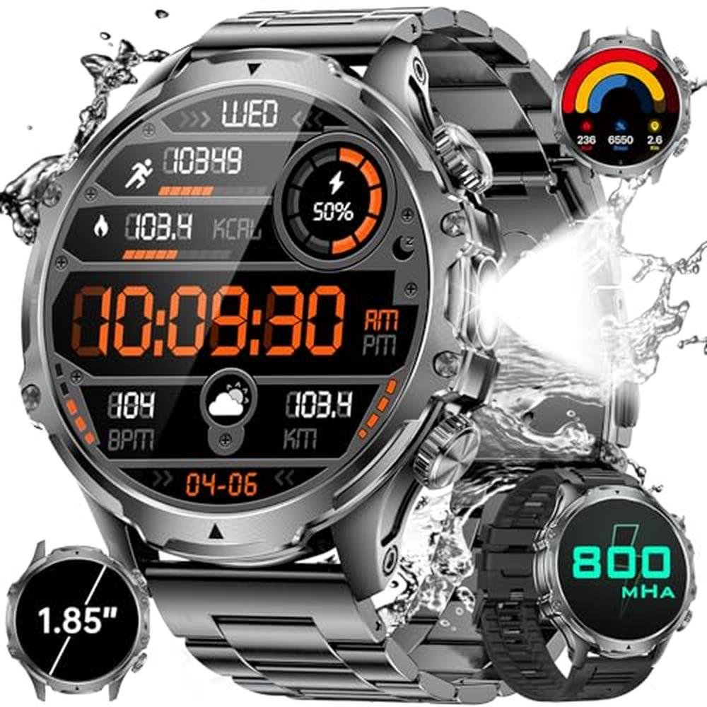 Hirreo Military Smart Watch: Hirreo Men's Smartwatch 1.85 – Front View