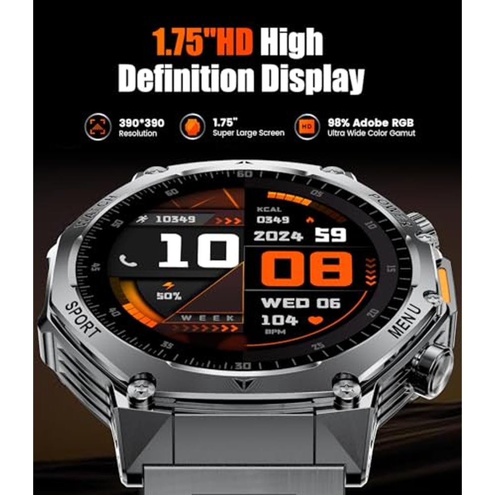 HIRREO Military Smart Watch for Men – Close-up Detail