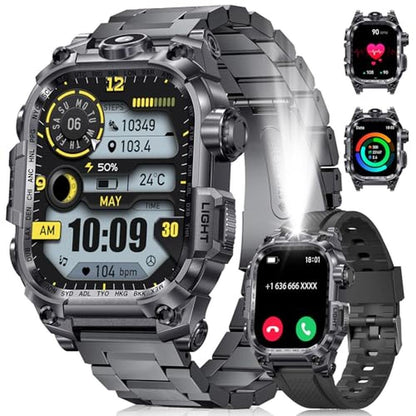 HIRREO Military Smart Watch: HIRREO Men's Rugged Timepiece – Front View