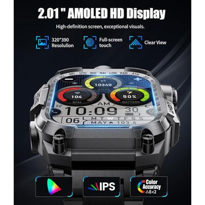 HIRREO Military Smart Watch: HIRREO Men's Rugged Timepiece – Side View