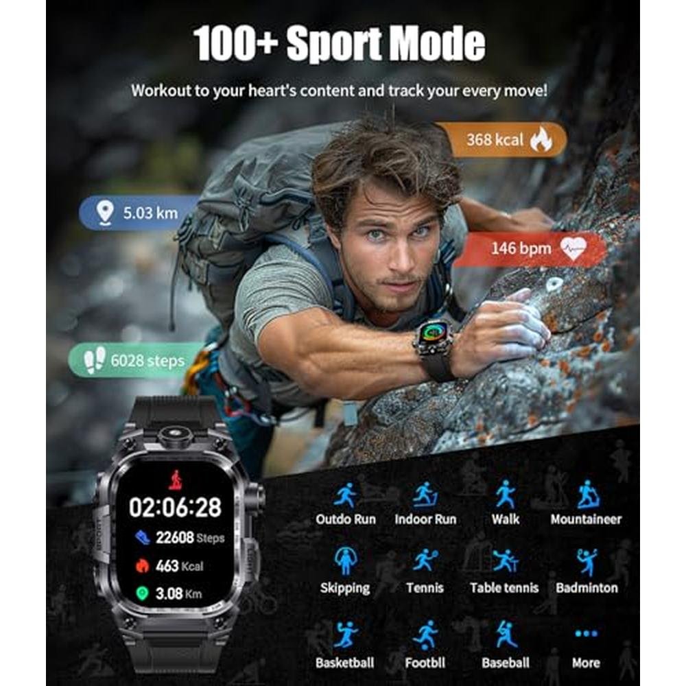 HIRREO Military Smart Watch: HIRREO Men's Rugged Timepiece – In Use