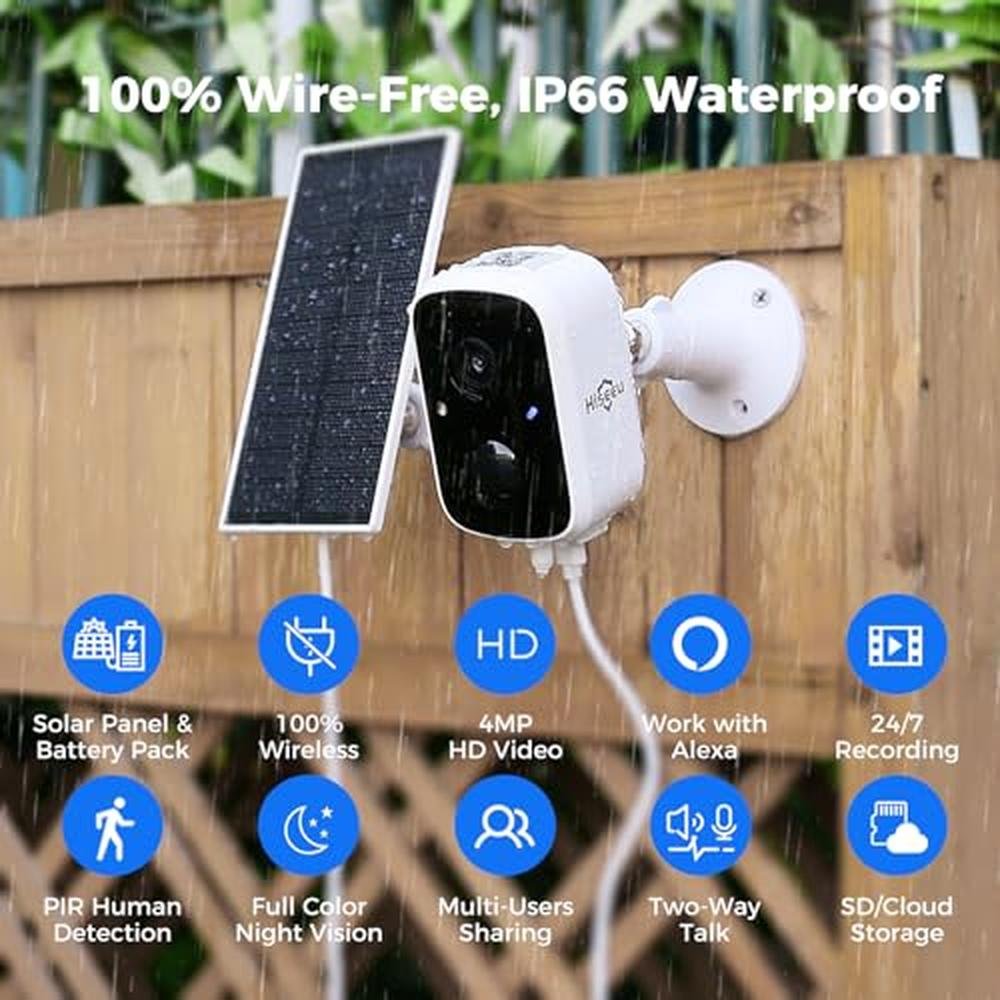 Security Camera: Hiseeu 2K Wireless Security Camera Battery – Side View