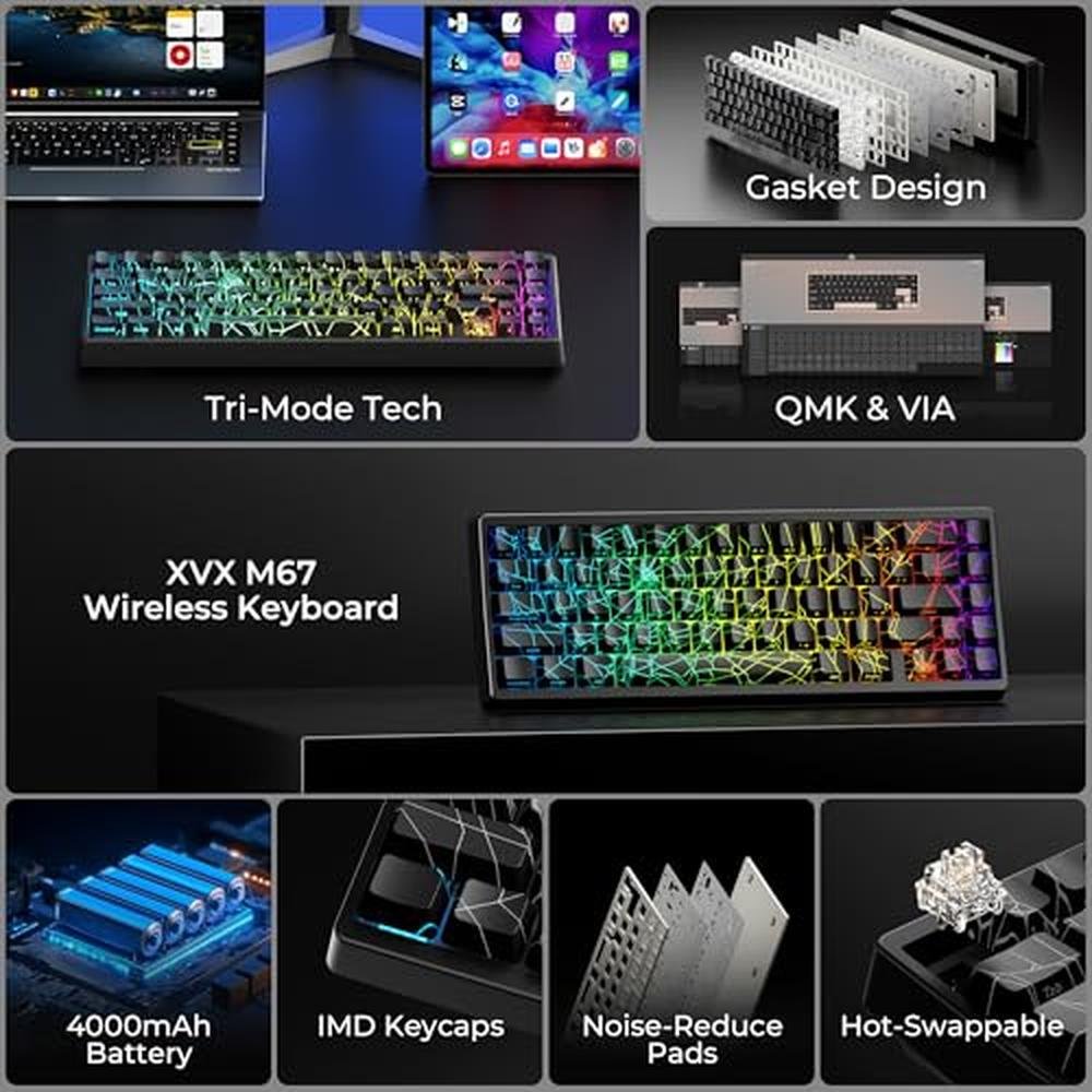 HITIME x XVX M67 60% Percent Keyboard Wireless – Side View