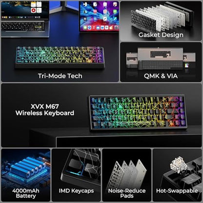 HITIME x XVX M67 60% Percent Keyboard Wireless – Side View