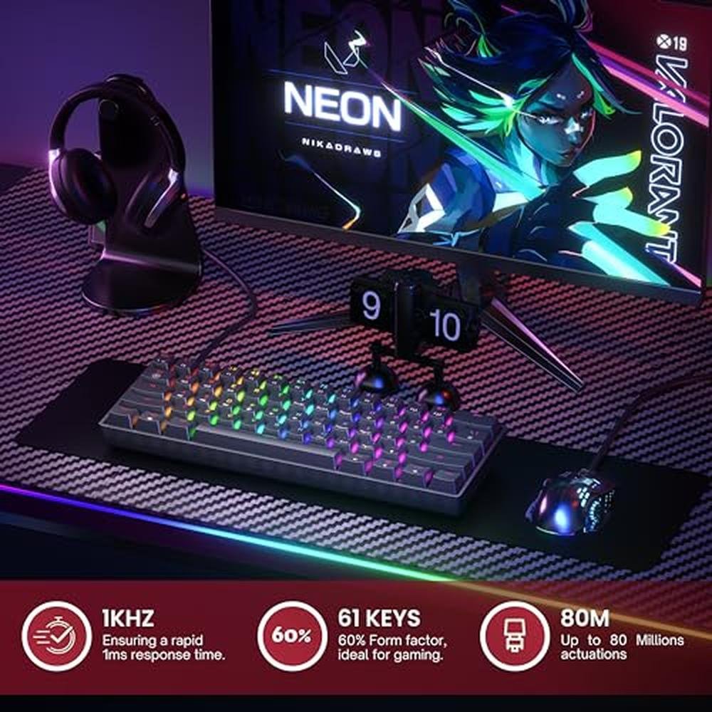 Gaming Mechanical Keyboard: HK GAMING GK61 SE 60% – Side View