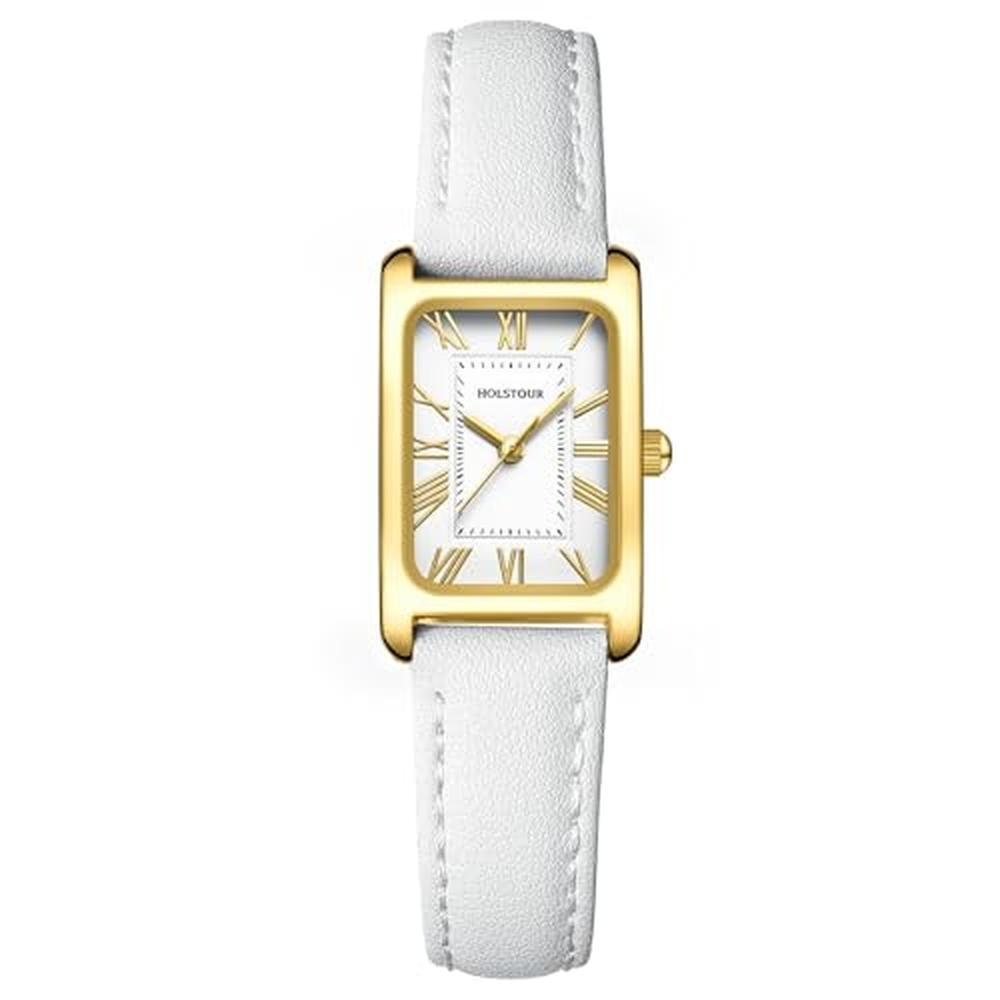 HOLSTOUR Gold Watch: Women's Fine Leather Watch with – Front View