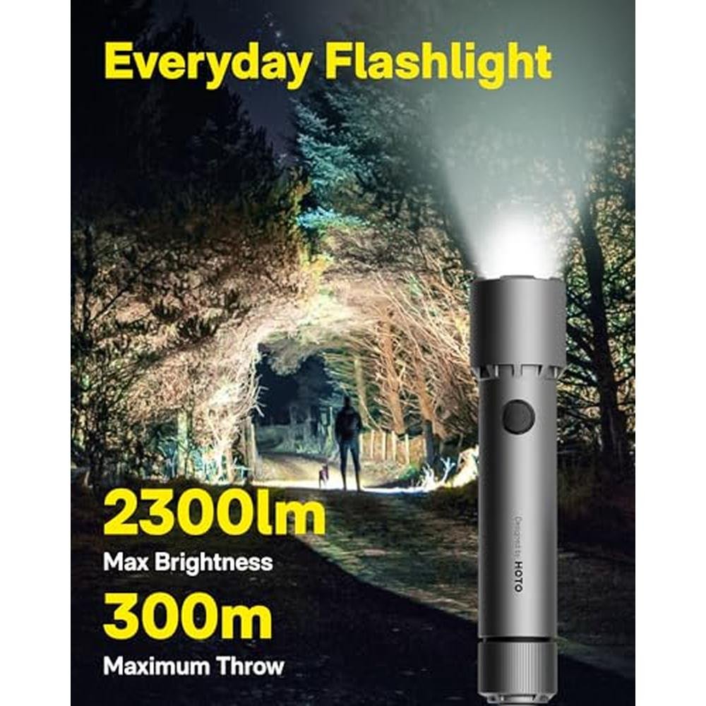 Flashlight HOTO: HOTO LED Flashlight High Lumens – Side View