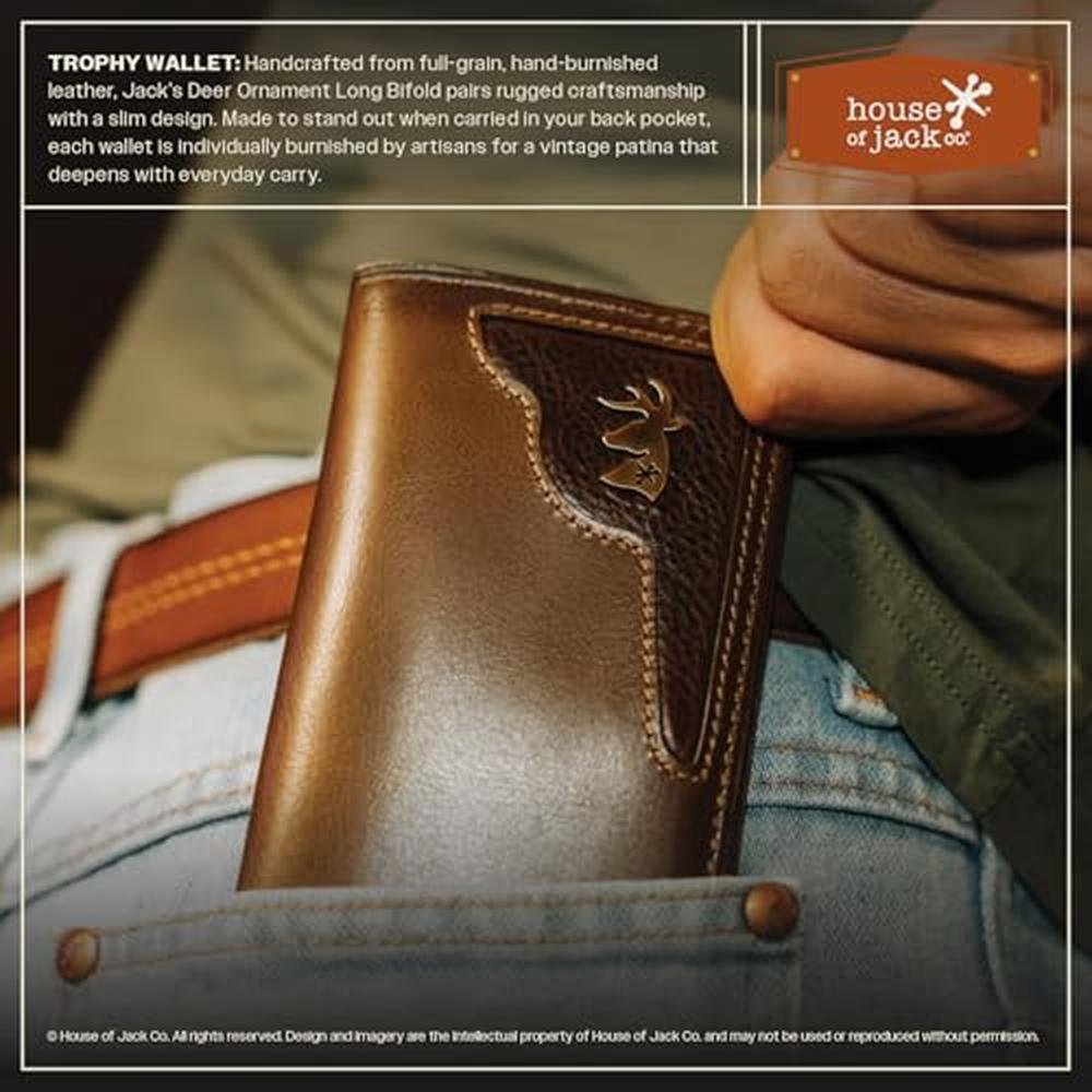 House of Jack Co. Deer Ornament Long Bifold Wallet for Men – Side View