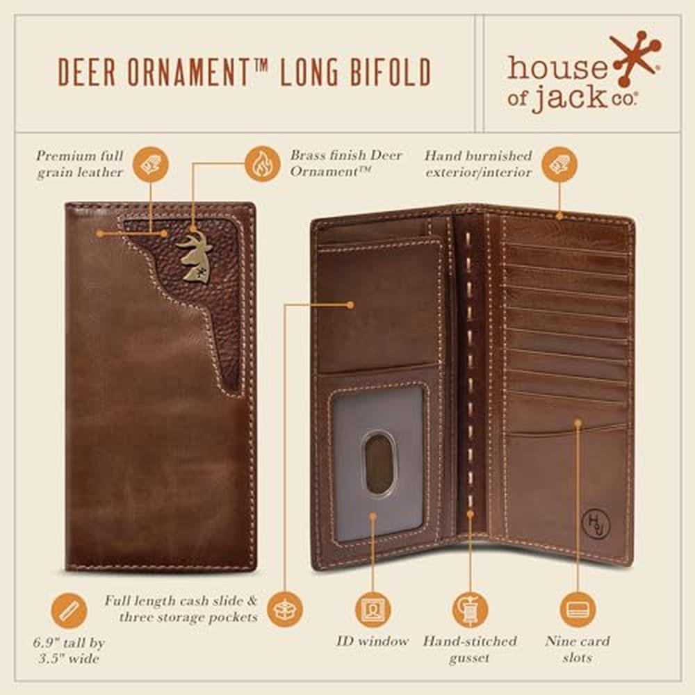 House of Jack Co. Deer Ornament Long Bifold Wallet for Men – Close-up Detail