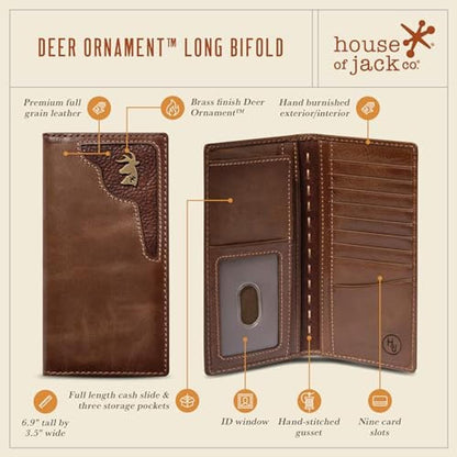 House of Jack Co. Deer Ornament Long Bifold Wallet for Men – Close-up Detail