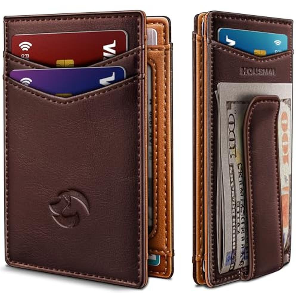 Housmai Magnetic Closure Slim Wallet for Men with Money – Front View