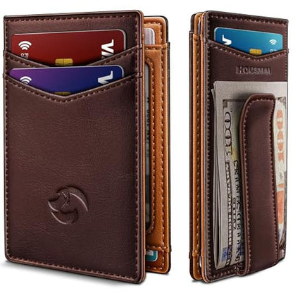 Housmai Magnetic Closure Slim Wallet for Men with Money – Front View