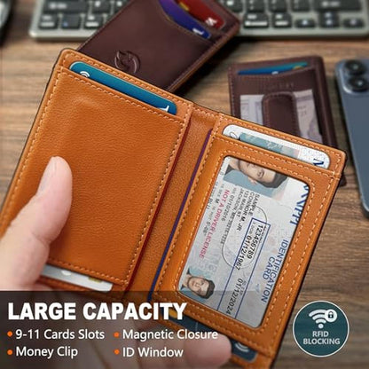 Housmai Magnetic Closure Slim Wallet for Men with Money – Side View