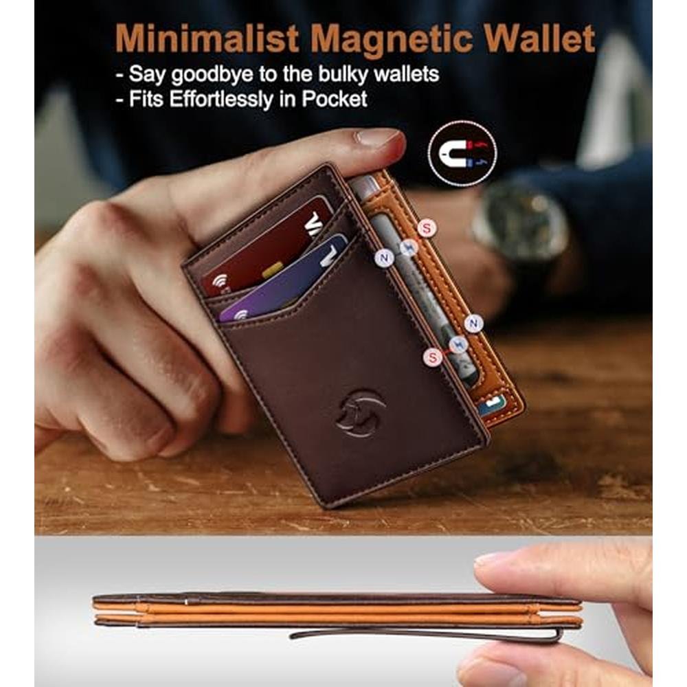 Housmai Magnetic Closure Slim Wallet for Men with Money – Close-up Detail