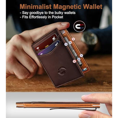 Housmai Magnetic Closure Slim Wallet for Men with Money – Close-up Detail