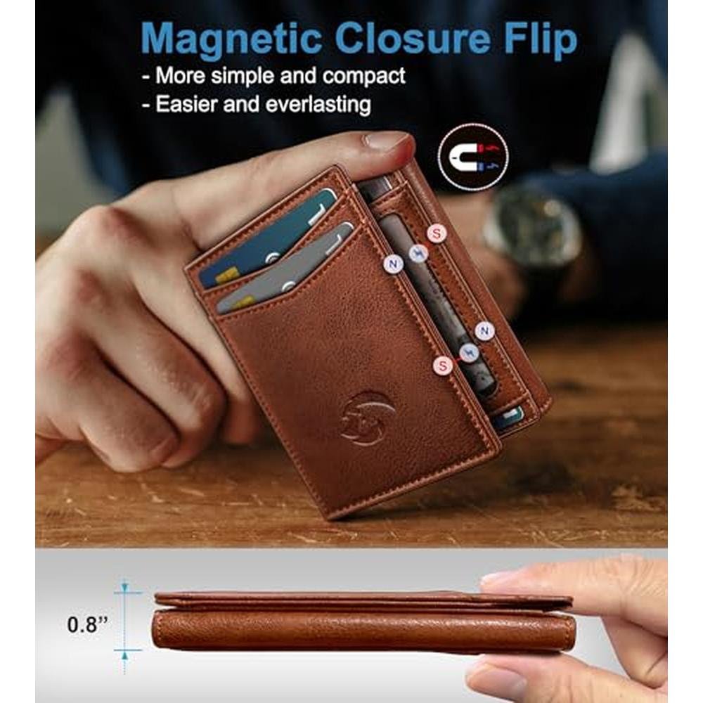 Housmai Trifold Leather Wallet for Men – Close-up Detail