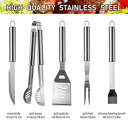 Grill Set: Hussar 34PCS BBQ Grill Tools Set Stainless Steel – Side View
