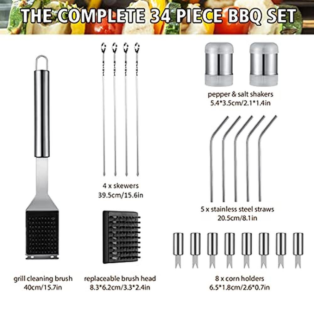 Grill Set: Hussar 34PCS BBQ Grill Tools Set Stainless Steel – Close-up Detail